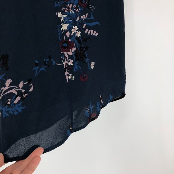 Monk & Lou Navy Blue  Floral Gathered Twist Short Sleeve Dess Size Small - Picture 10 of 16